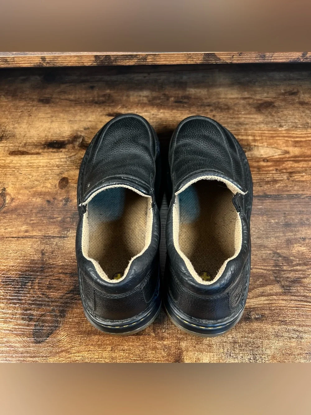 Dr. Martens Slip on Shoes Black Pebbled Leather Men's 11